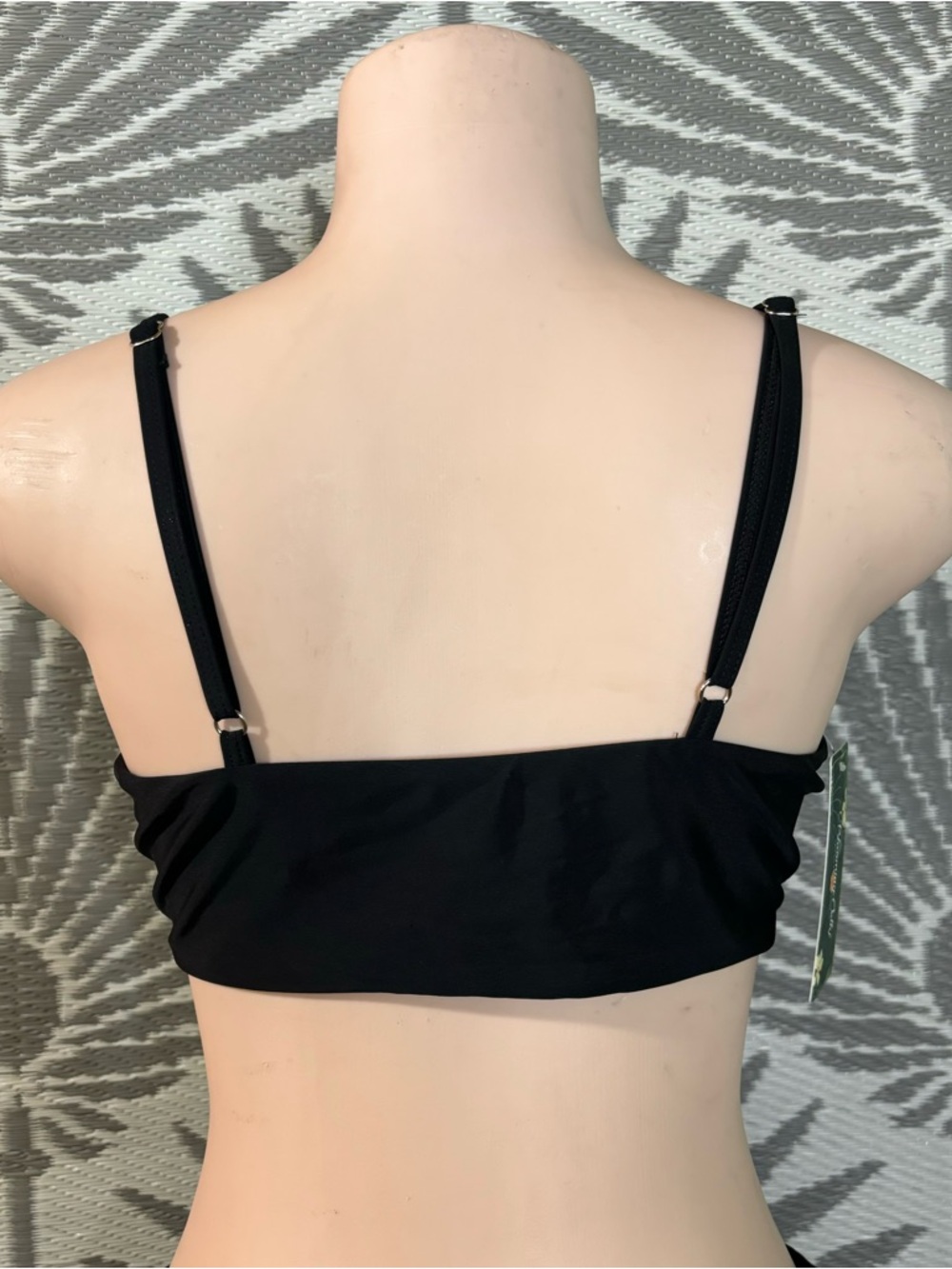 Black Minimalist Bikini Top Seamless Swim Bralette Spaghetti Strap Y2K Size L - Picture 4 of 12